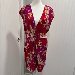 Floral Wrap Dress in Red and Purple